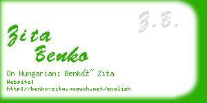 zita benko business card